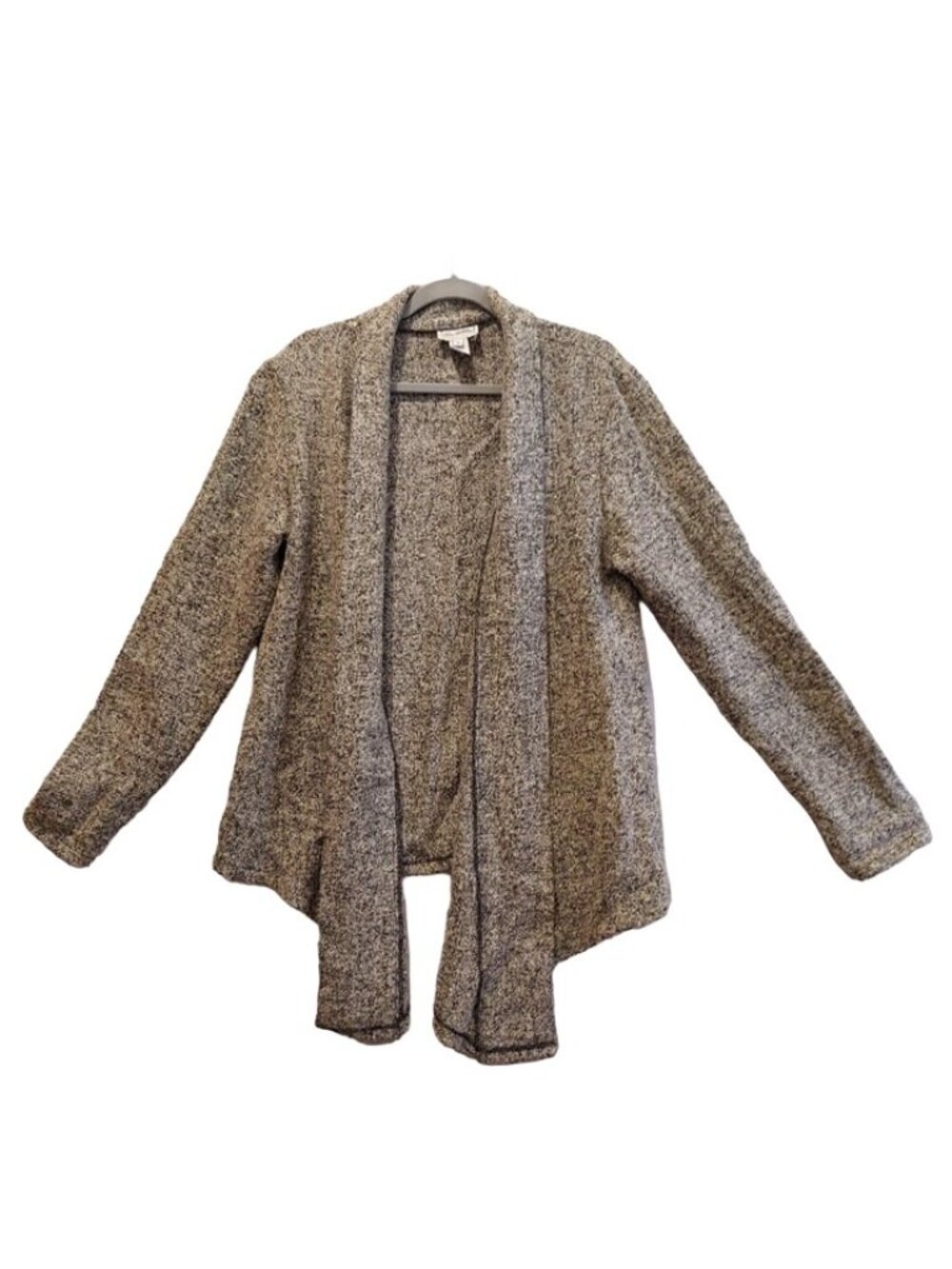 Two Wishes Sweater open Cardigan Womens M Gray Black Wool Blend Warm high low Ca